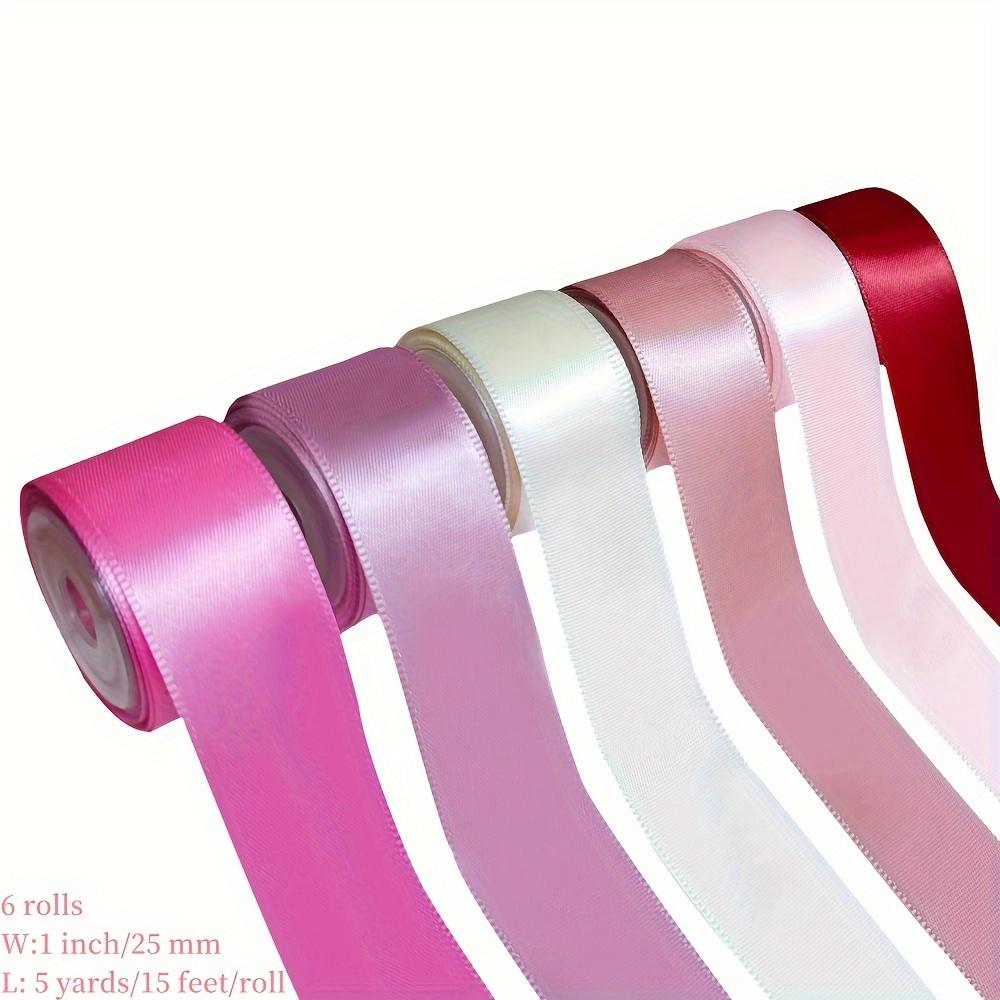 

Set of 6 Satin Ribbons, Each 2.54 Cm Wide, in Various Solid Colors, Perfect for Wrapping Wedding Bouquets, , Hair Bows, Crafts