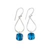 Swiss Blue Topaz Gemstone 925 Sterling Silver Handcrafted Jewelry Earrings 1.90" EE-7-9