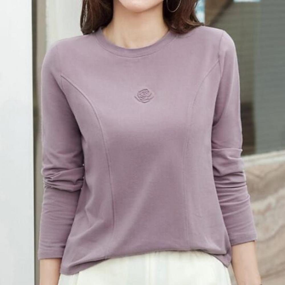 Navava Simple Basic Flower PoinT Long Sleeve T shirT nT3036