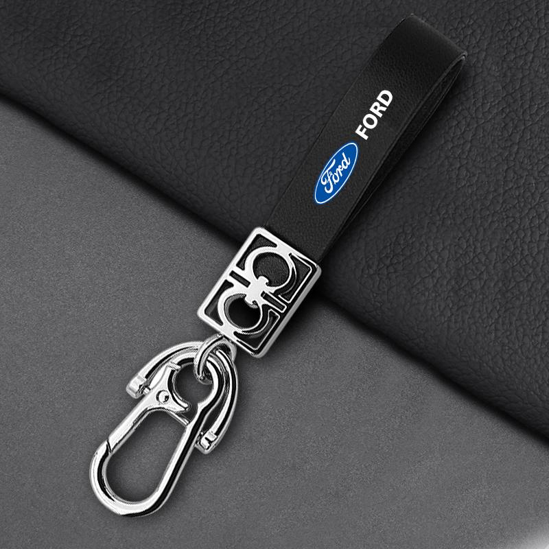 Leather Key Chain Car Keyring Pendant Keychain Decor Styling For Ford Focus 2 3 mondeo mk3 f150 fusion mustang mk7