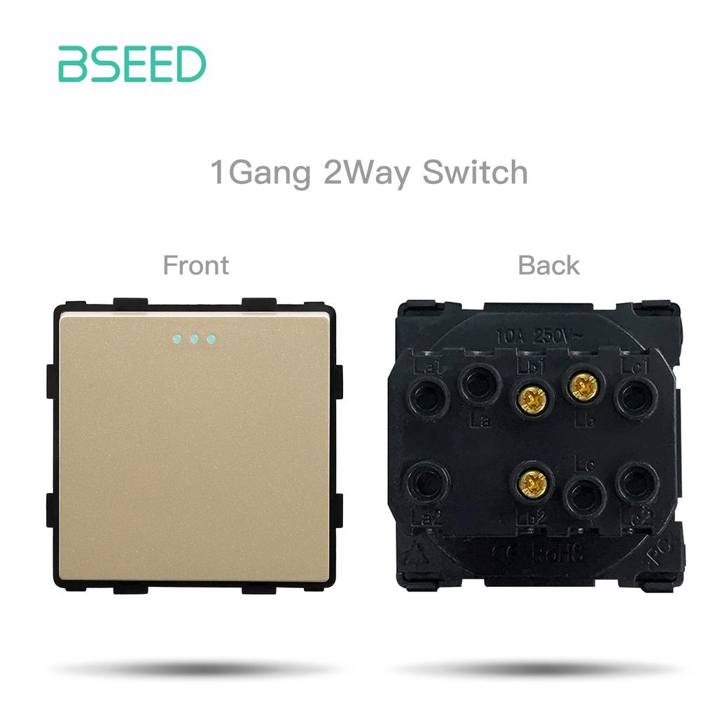 BSEED Mechanical Button Light Switches 1/2/3Way Half TV RJ45 ST Plug EU FR Wall Sockets USB Type-c Ports DIY Parts Glass Frames