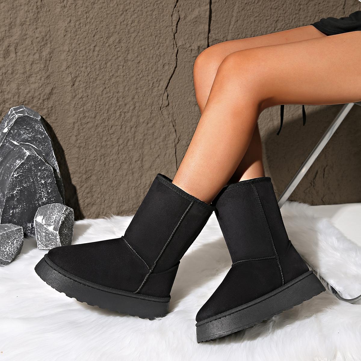 

Winter New Round Toe Comfortable and Warm Casual Snow Boots Fashionable Thick Sole Shallow Mouth Sexy Midsole Boots for Women 36