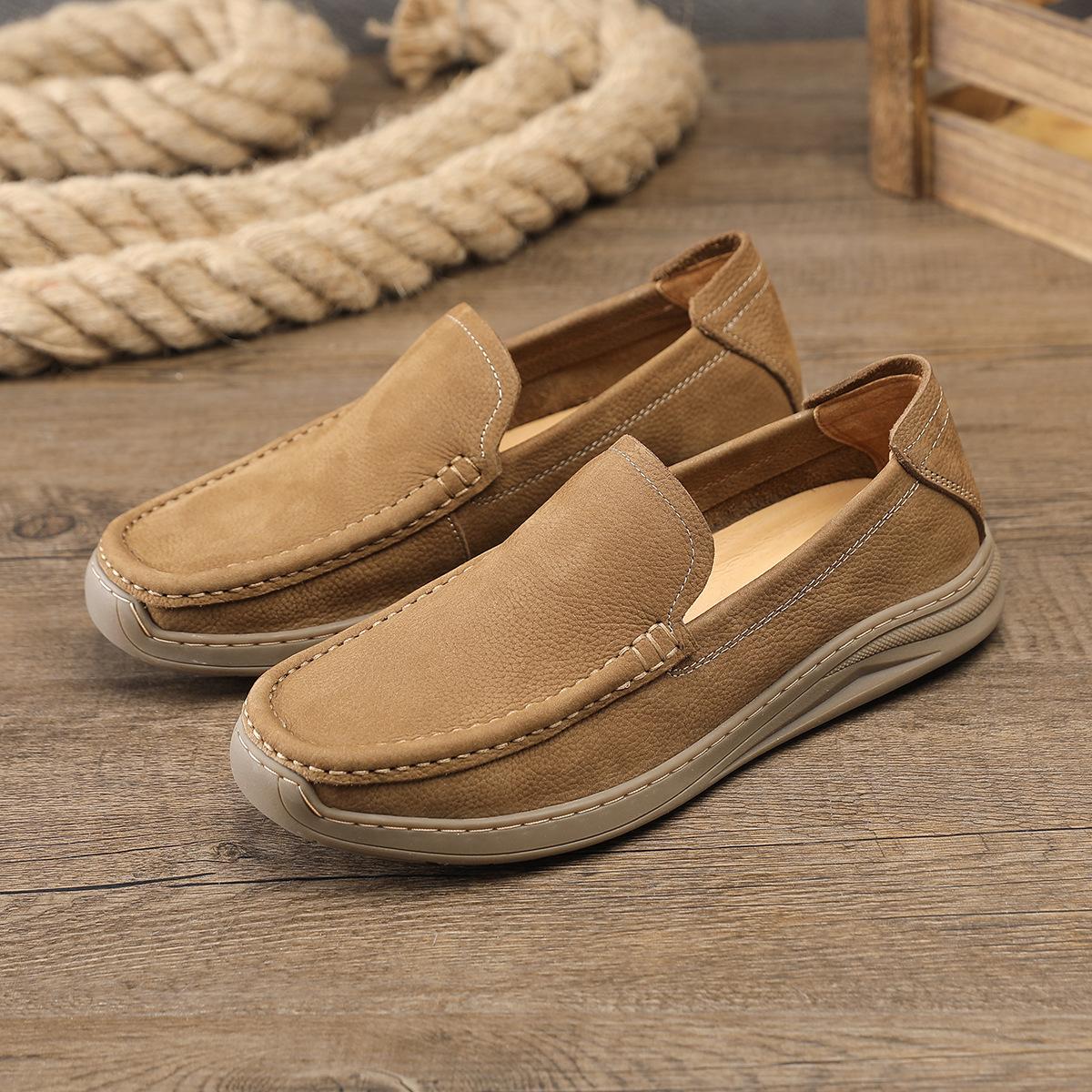 

Высококачественные мужские повседневные лоферы из натуральной кожи, слипоны, деловая офисная обувь, универсальная дизайнерская обувь для ходьбы, комфортная обувь для вождения 44 хаки