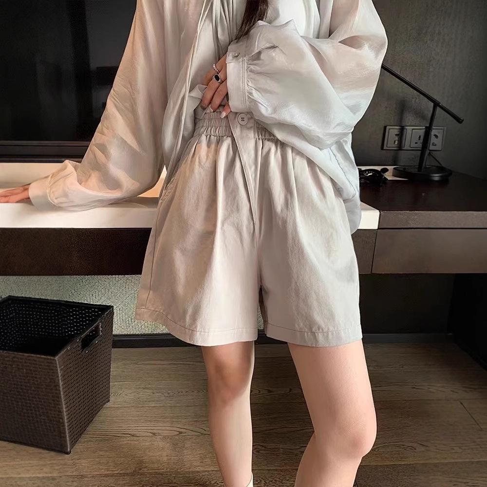 2025 Women's Elastic High-Waist Wide Leg Mid-Length Summer Shorts