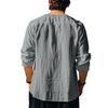 Top Camicia da Uomo Larga Casual in Cotone e Lino con Coulisse e Collo