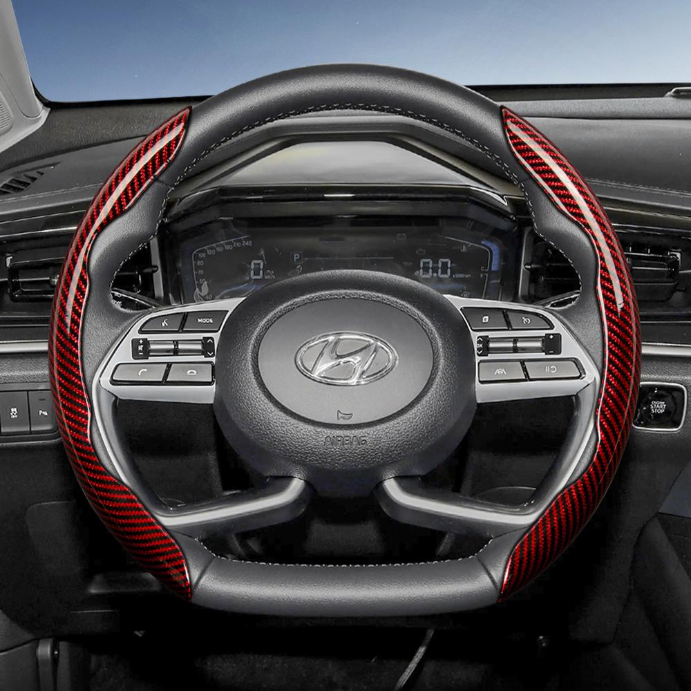 Suitable for Hyundai Carbon Fiber Texture Steering Wheel Cover with Segmented Quick-Release Design, Durable, for Tucson Elantra Avante I30 Sedan