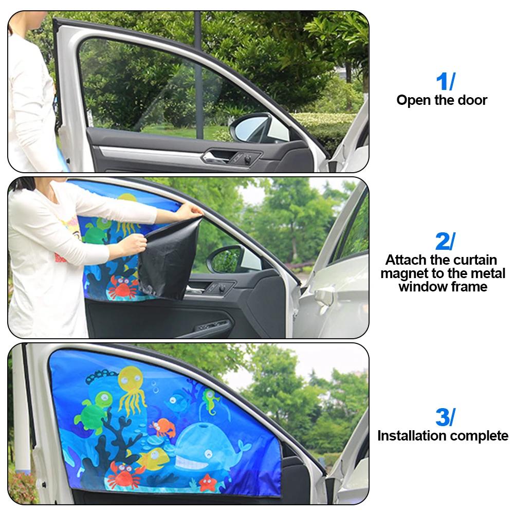 Car Window Shades Mosquito Net Sun Cover Telescopic Magnetic Sunshade UV Protection Block Curtain