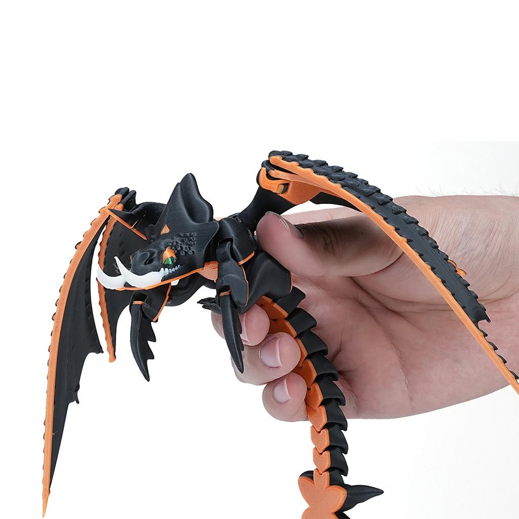 3D Printed Fanged Ghost Dragon Toy Joint Movable Simulation Animal Flying Dragon Model Home Decor Office Ornaments Kids Gift