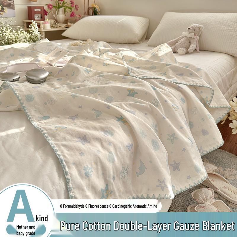 Children's Pure Cotton Double Layer Gauze Summer Blanket & Cooling Quilt
