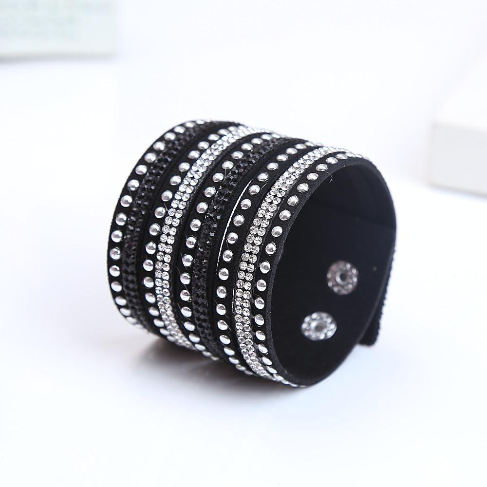 9 Rows of Short High-end Jewelry EBAY Leather Flannel Hot Diamond Bracelet