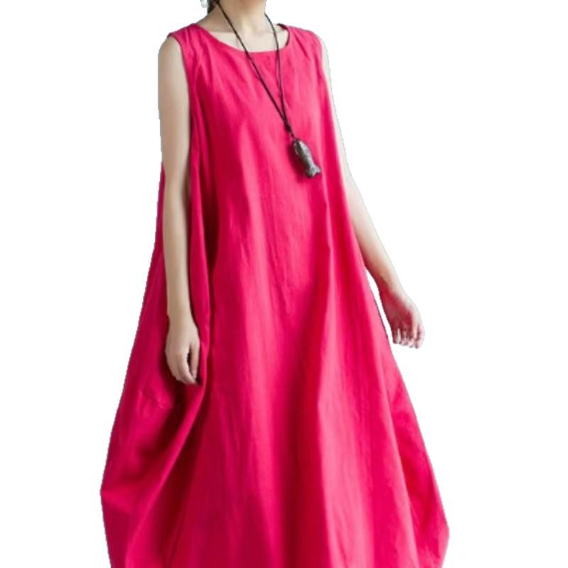 Summer Plus Size Women's Sleeveless Dress with Pockets