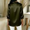 Ladies' Fashionable and Elegant Ruffled Collar Satin Blouse