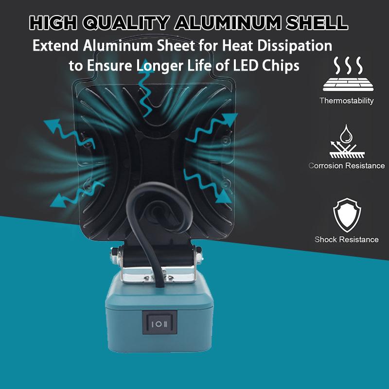 1Pcs Spotlights Camping Lamp 18V Lithium Battery Case Bl1830 Led Working Lights Flashlight Torch For Bl1860 Li-Ion Cell Pack
