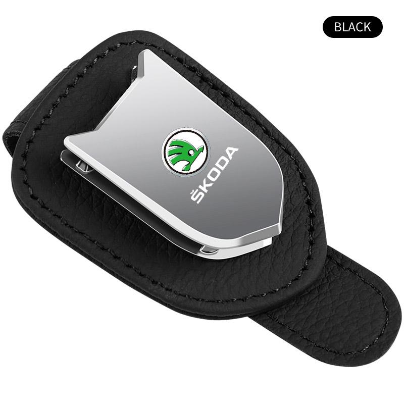 Auto Sun Visor Glasses Box Sunglasses Clip Card Ticket Holder Stand For Skoda Octavia Superb Rapid Kodiaq Karoq Fabia Kamiq Roomster Citigo