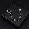 Personality Design Double Stainless Steel Chain Clip Earrings for Men Women Harajuku Hip Hop Punk Ear Cuff Jewelry Fake Piercing