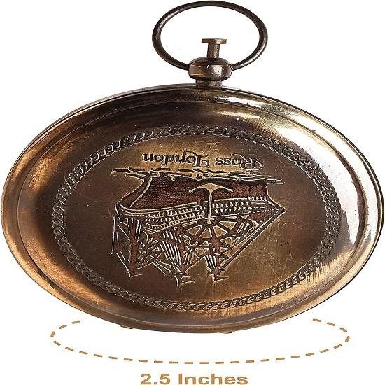 Nautical Ross London Brass Round Pocket Compass Marine Navigational Royal Device Gift Item