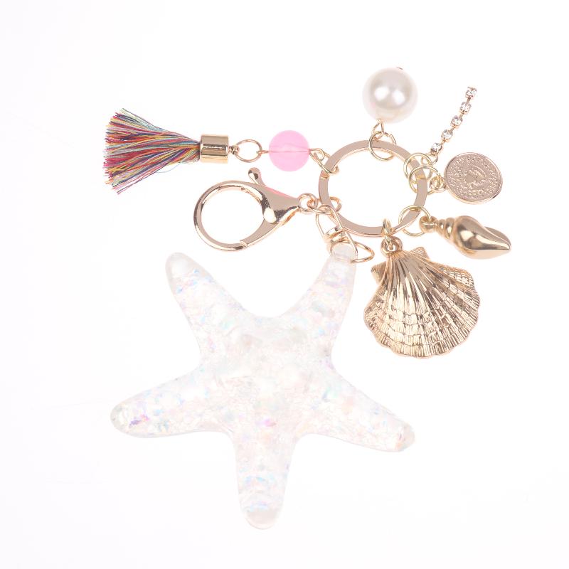 Women Pearl Starfish Accessories Key Ring Starfish Keychain Keychain Bag Pendant Decor Gifts
