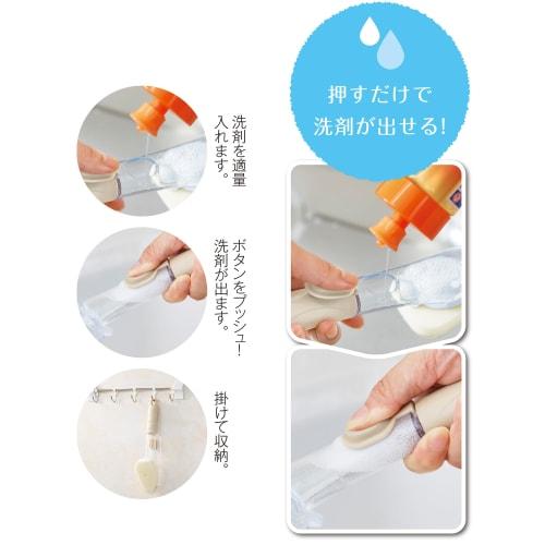 Remark [Detergent-Dispensing Kitchen Cleaning Sponge & Brush Set with Handle] Kitchen Sponge, Kitchen Brush, Cleaning Brush, Brush, Sponge, Handle-Typ