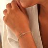 2Pcs Snake Chain Handmade Knot Shaped Bracelet For Women Men Simple Silvery Golden Chain Couple Bracelet Jewelry