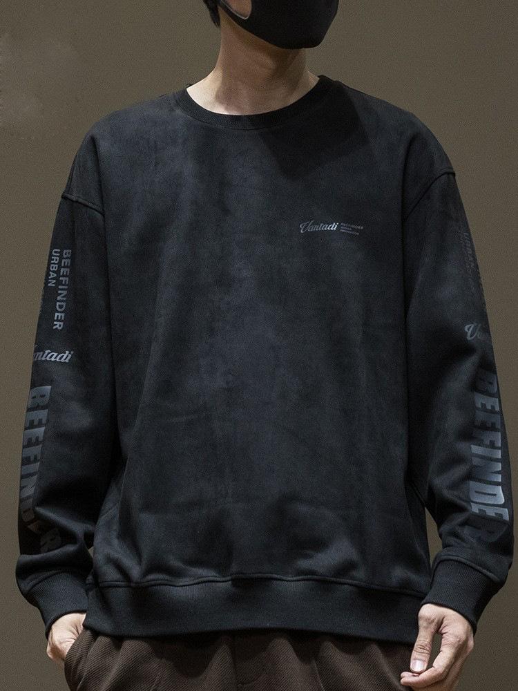 Американский замшевый свитер мужской весенне-осенний свободный большой — фото 12