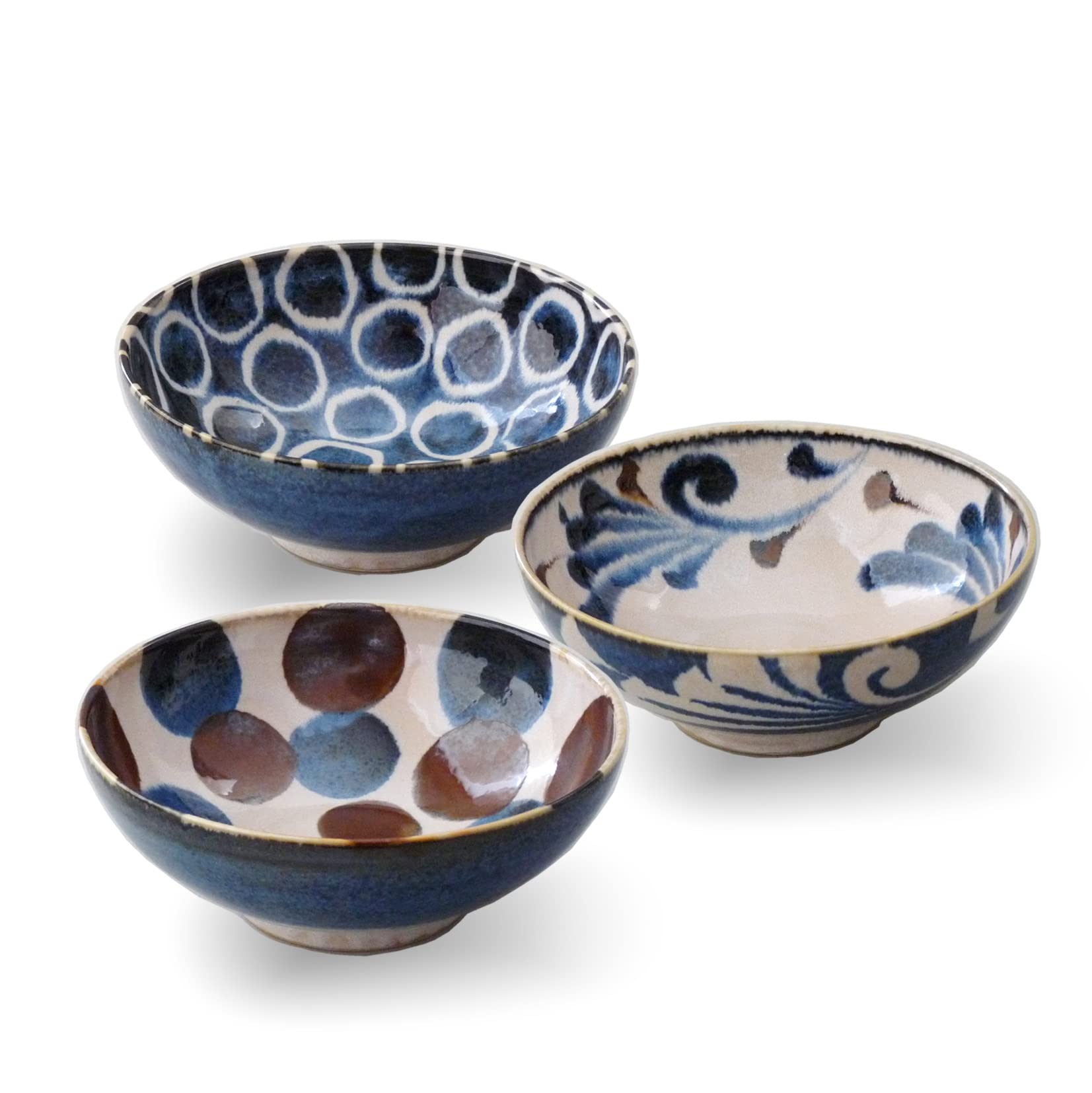 

Awasaka Brush Blue Noodle Bowl Set of 3 (7-2065)