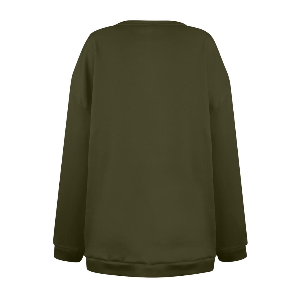 Women's Casual Fashion RoundNeck Pullover Top Winter Color Plush Sweatshirt