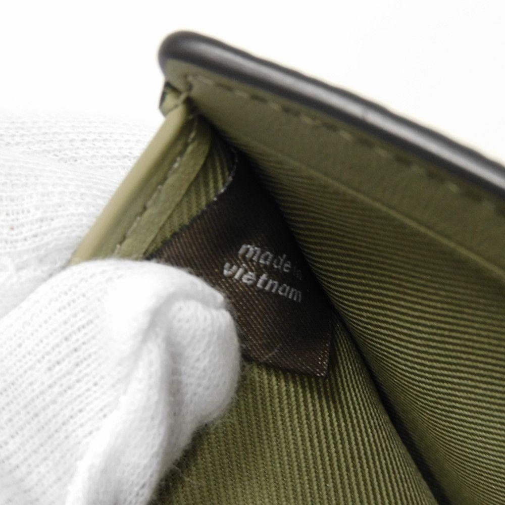 Used 9726 Mini Trifold Wallet CM437 7942 Current C Logo Khaki Green Polished Pebble Unused C Mark Moss Unisex from