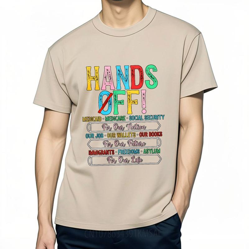 Streetwear Summer Unisex T Shirt Hands Off Medicaid Medicare Social Security Our Job Our Wallets Our Books Immigrants Freedoms
