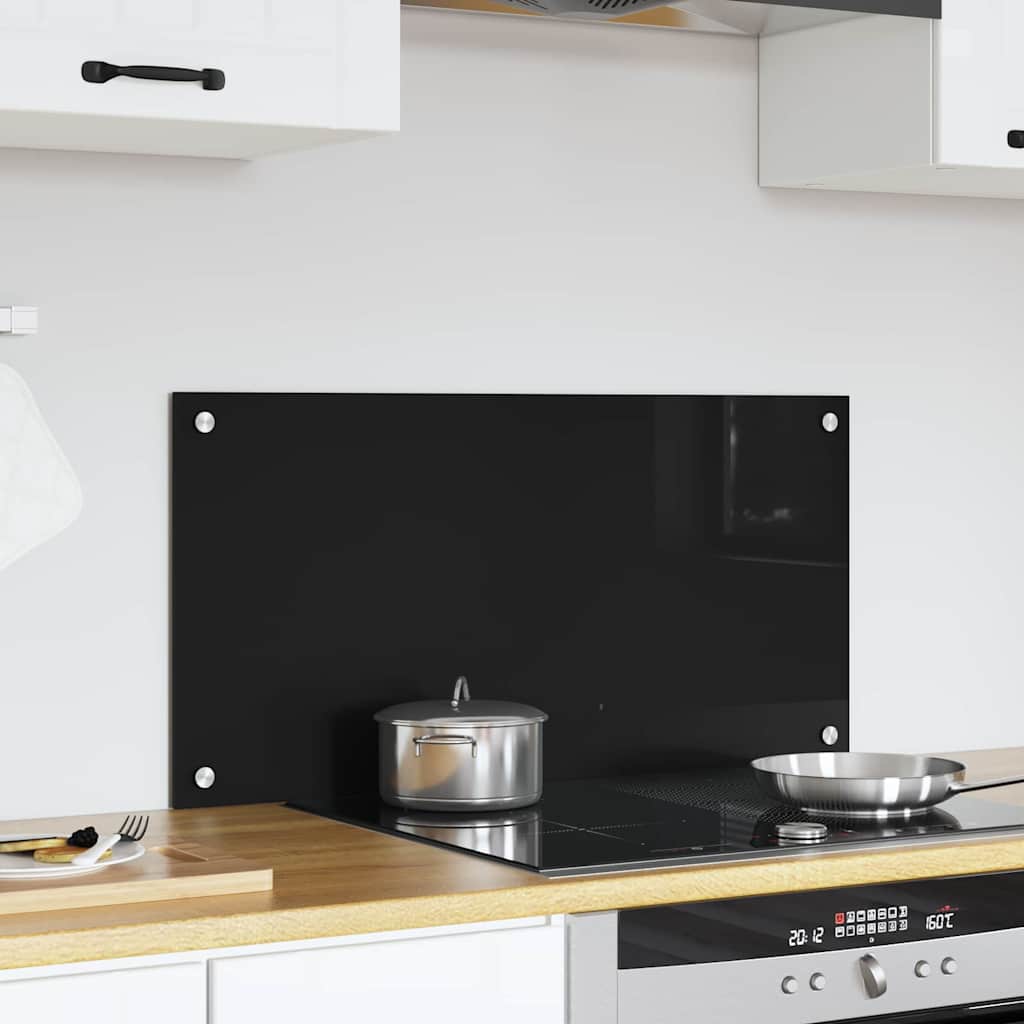 vidaXL Küchenrückwand Schwarz 80 x 40 cm Gehärtetes Glas