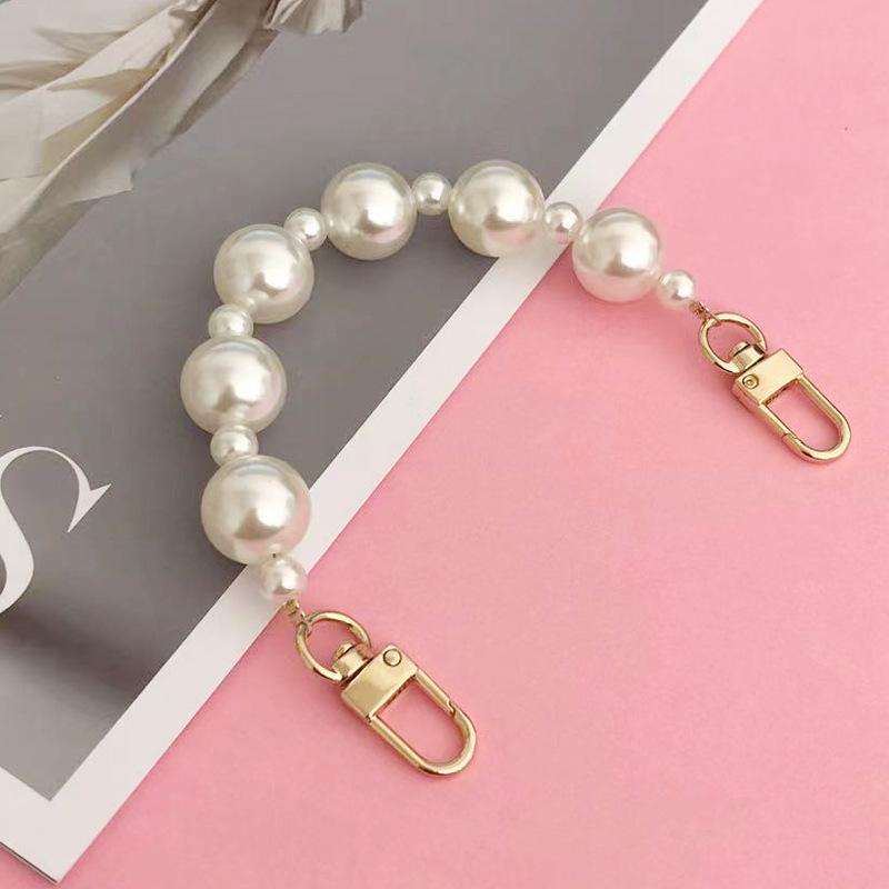 Trendy European-American Pearl Beaded Handbag Chain Phone Case Bracelet