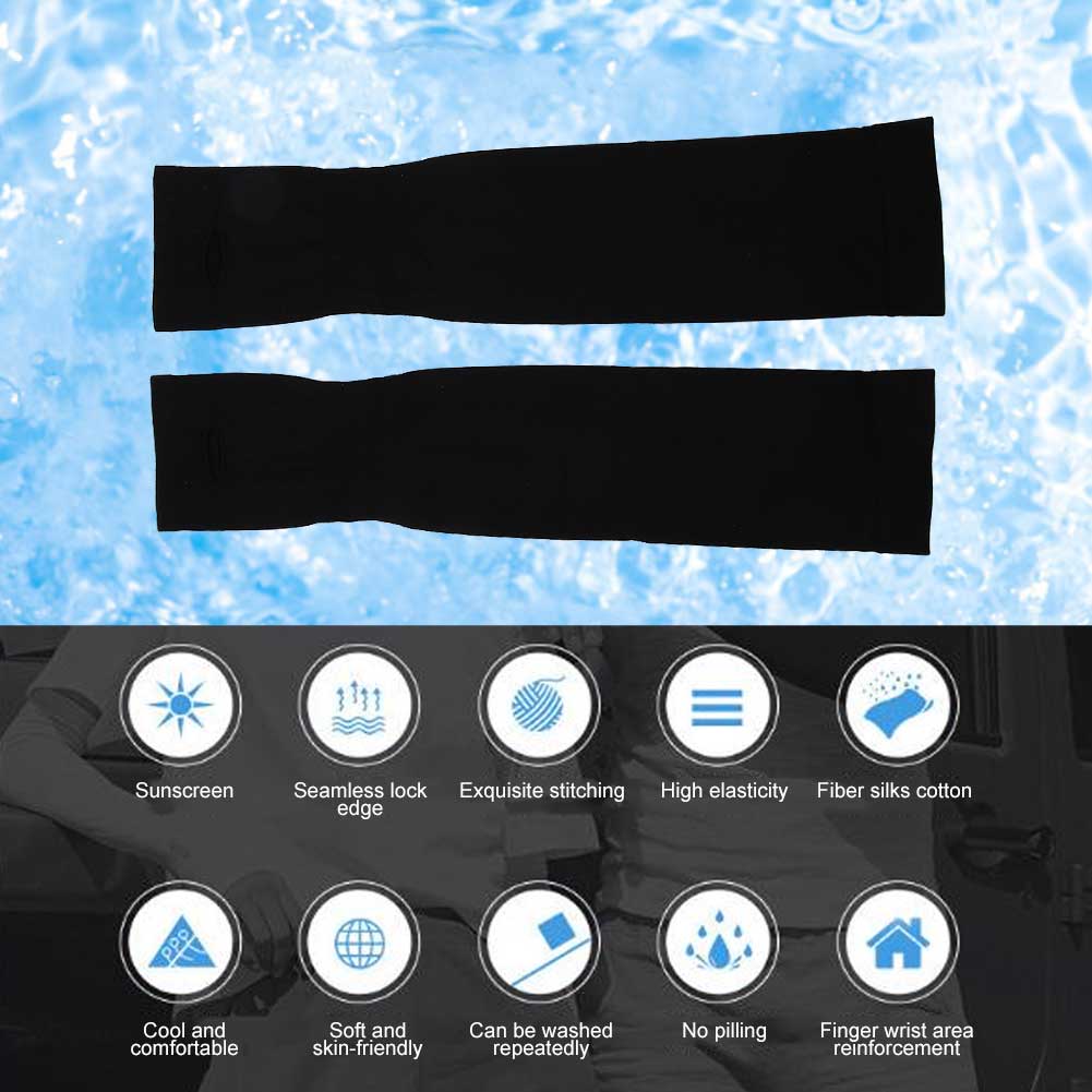 Summer Elastic Sunscreen Sports Cycling Cool Sleeves Outdoor Washable Arm SleevesBlack