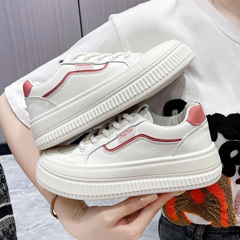 Fashion White Casual Board Shoes for Women Spring Autumn New Designer Lace Women's Vulcanize Shoes Fashion Students Sports Shoe Ladies
