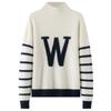 Thickened Half-high Neck Cashmere Base Shirt for Women's Autumn and Winter Style Contrasting Fashion Versatile Knitted Sweater Striped Top