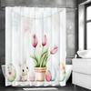 Cute Bunny Floral Bathroom Shower Curtain, Cute Easter Egg Shower Curtain, Tulip Chess Watercolor Painting Suitable for Bathroom
