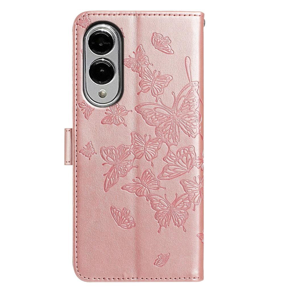 For Samsung Galaxy S25 Edge Case Butterfly Imprinted Wallet Stand PU Leather Flip Phone Cover with Strap