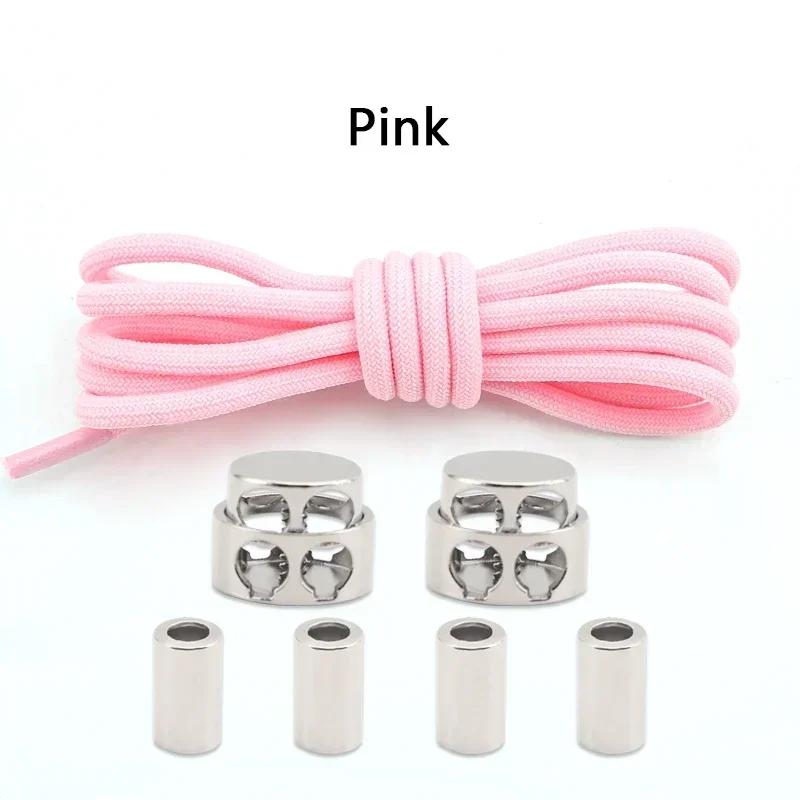 1Pair Lock Shoe laces Without ties Metal Buckle Laces Round Elastic Laces Sneakers Kids Adult No Tie Shoelaces Shoes Accessories