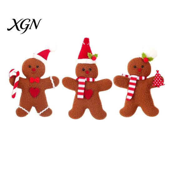 Christmas Wreath Embellishments 3 Pcs Mini Plush Gingerbread Man Ornaments, Small Stuffed Cute Xmas Tree Decor Decoration for Holiday Home Decor,