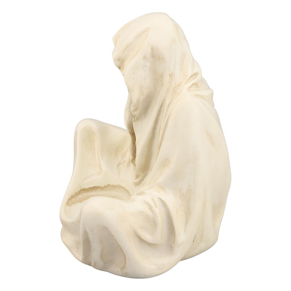 Reaper Sitting Candle Holder White Resin Death Robe Sculpture Spooky Decorative Gothic Tea Light Can