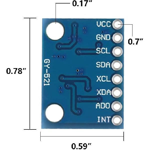 AITRIP 5 Pcs GY-521 MPU-6050 MPU6050 Module,6 DOF MPU-6050 3 Axis Accelerometer Gyroscope Sensor Module 16Bit AD Converter Data Output IIC I2C DIY