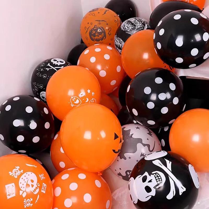 12 Halloweenowe Balony Lateksowe z Nadrukiem Dekoracja Scena Imprezy Maskaradowej Scena Baru Festiwalu Duchów