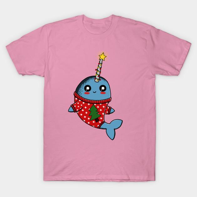 T Shirt Women Narwhal Christmas Harajuku Print Kawaii Tshirt Summer Short Sleeve Female T-Shirt Top Tee