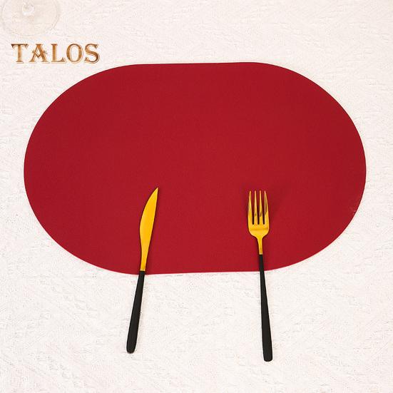 Oval Western Placemat Faux Leather Foldable Space-saving Easy Storage Wear-resistant Protection Pad