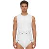 S-3XL Mens Waterproof Bodysuit Openable Crotch with Buttons Sleeveless Back Zipper Elastic Waistband One-piece Romper Jumpsuit for Clubwear Swimming