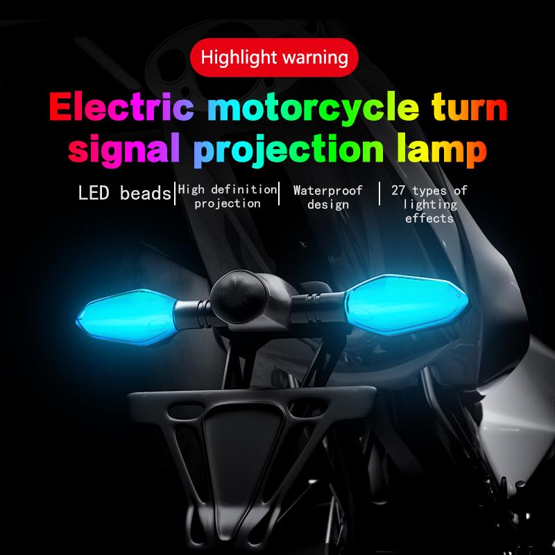 SEAMETAL 2PCS Motorcycle LED Turn Signal Lamp Projection Lamp Sequential Flowing Flash Indicator Lights Running Light