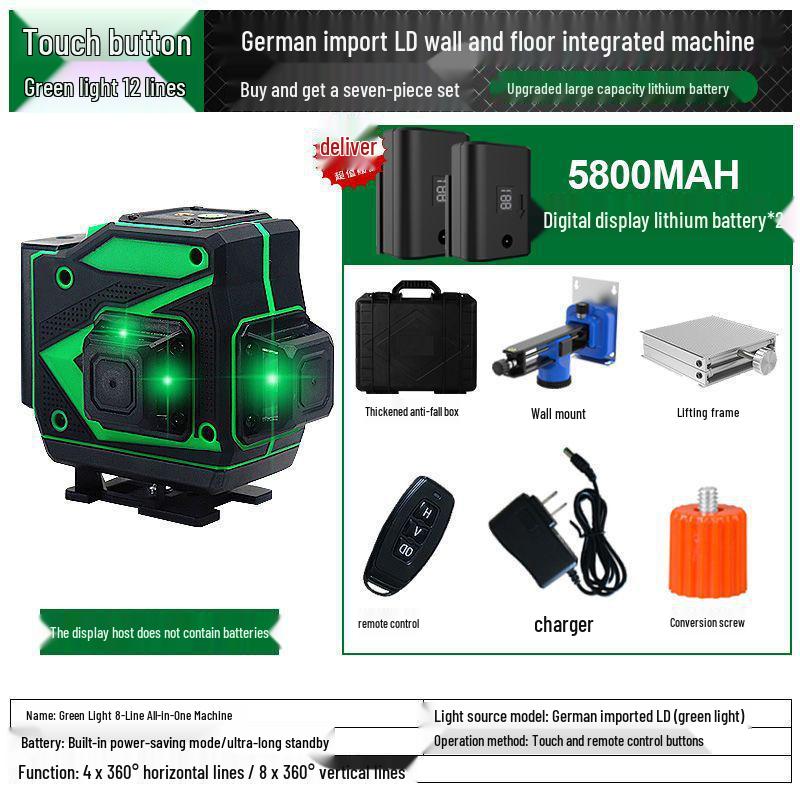 High Precision Infrared Green Laser Level: Automatic 12 and 16 Line Alignment Tool