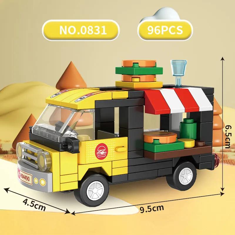 Funny car building blocks toys, sliding cars, city themed simulation vehicles, exquisite interior decorations, gifts for child