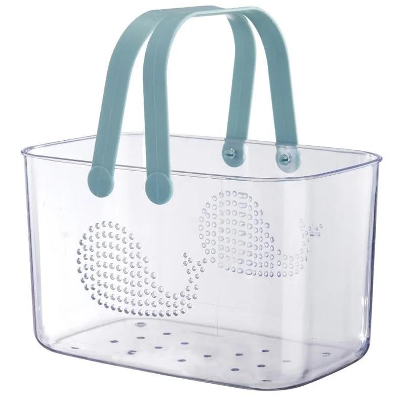 Light and Luxurious Transparent Portable Shower Basket Bathroom Toiletries Storage Basket Drainage Basket Empty Storage Basket