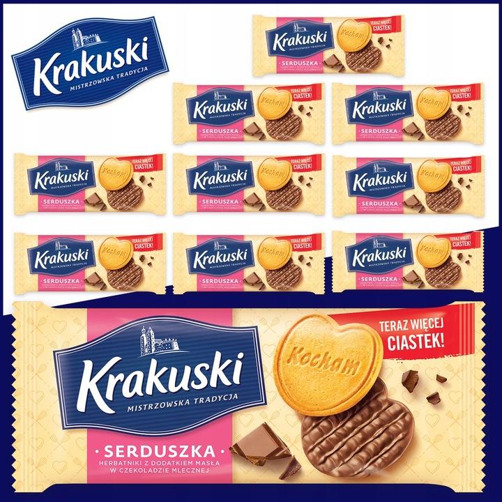 Pakiet Herbatniki Krakuski Serduszka W Czekoladzie 10X171G Bahlsen
