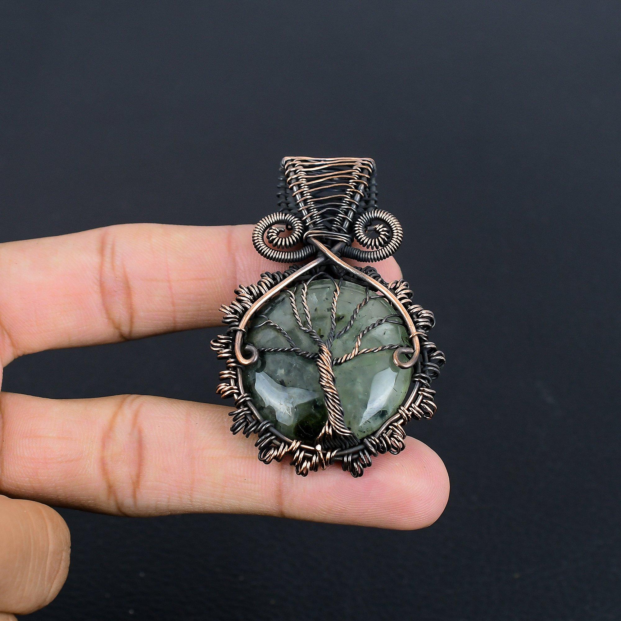 

Prehnite Jewelry, 999 Copper Wire Wrapped Pendant Handmade Gemstone Jewelry, Gifts For Wife Brand New Pendant 2.25 Inches