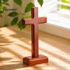 Wooden Decoration Solid Wood Stand Tabletop Ornament, Standing Christian Gifts, Freestanding Block Religious Faith Decor for Home Prayer Room Desktop